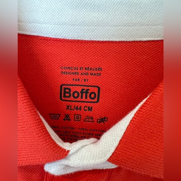 Boffo Orange/White Polo Shirt for Men Curacao Dutch Caribbean. - Picture 5 of 6